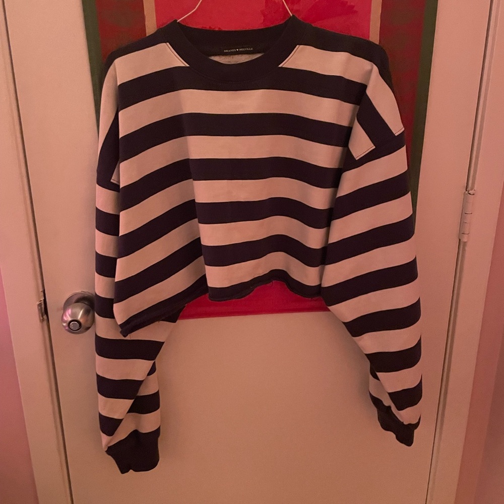 Brandy Melville Erica cropped striped sweatshirt